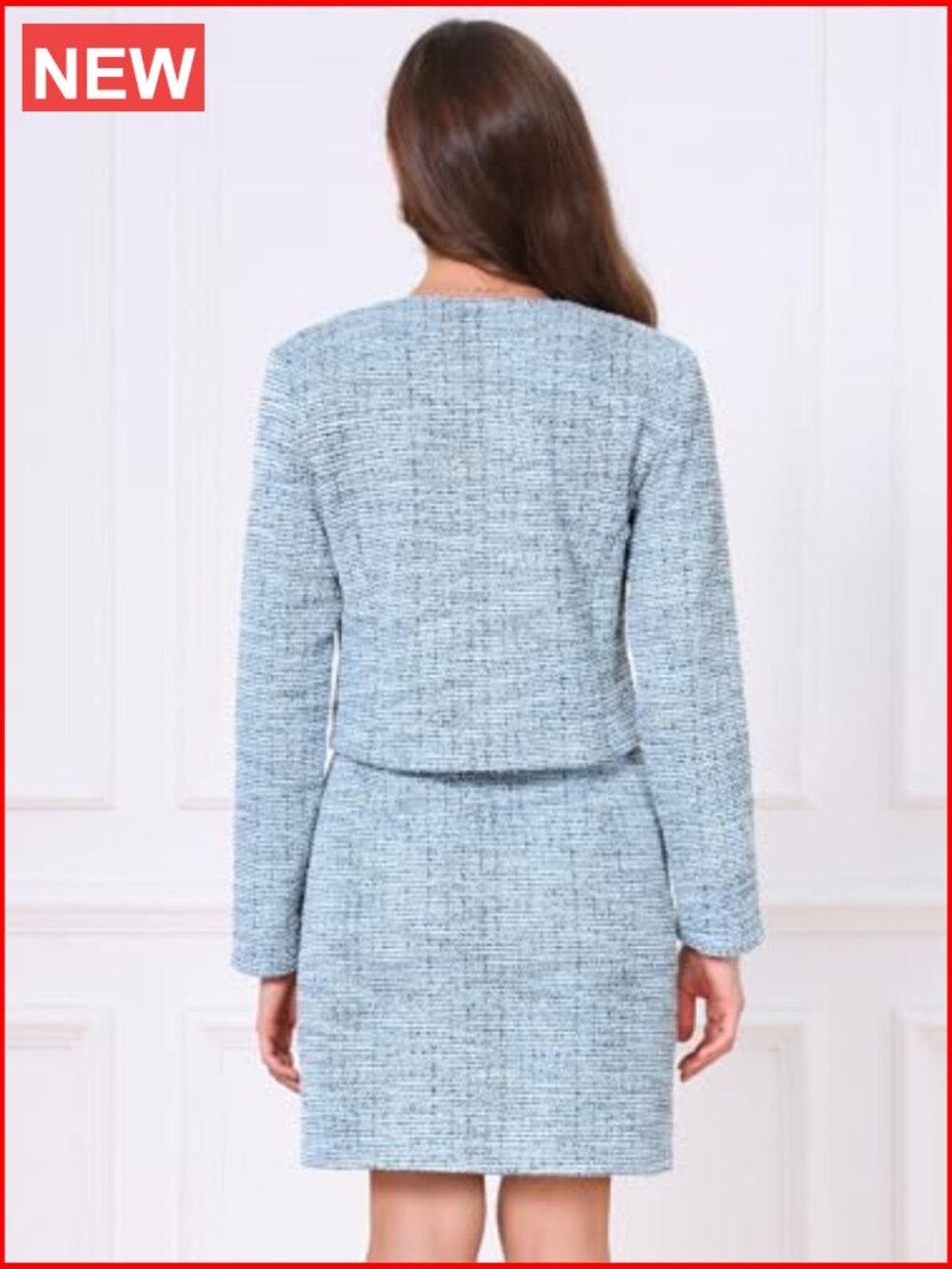 Tweed Jacket and Mini Skirt 2-Piece Set - Office Wear - Picture 3 of 5